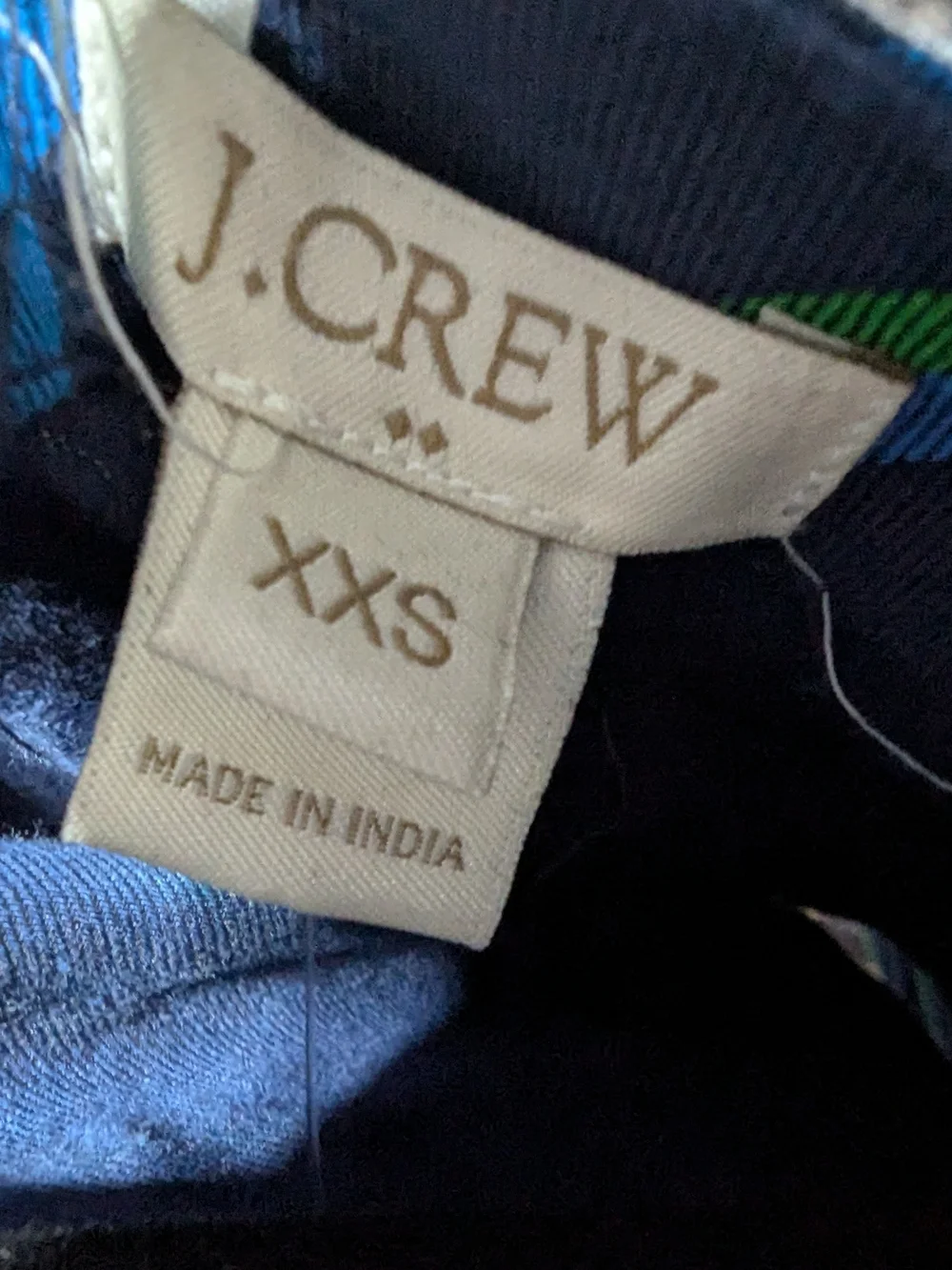 J. Crew Navy Top with Green & Teal Stripes XXS